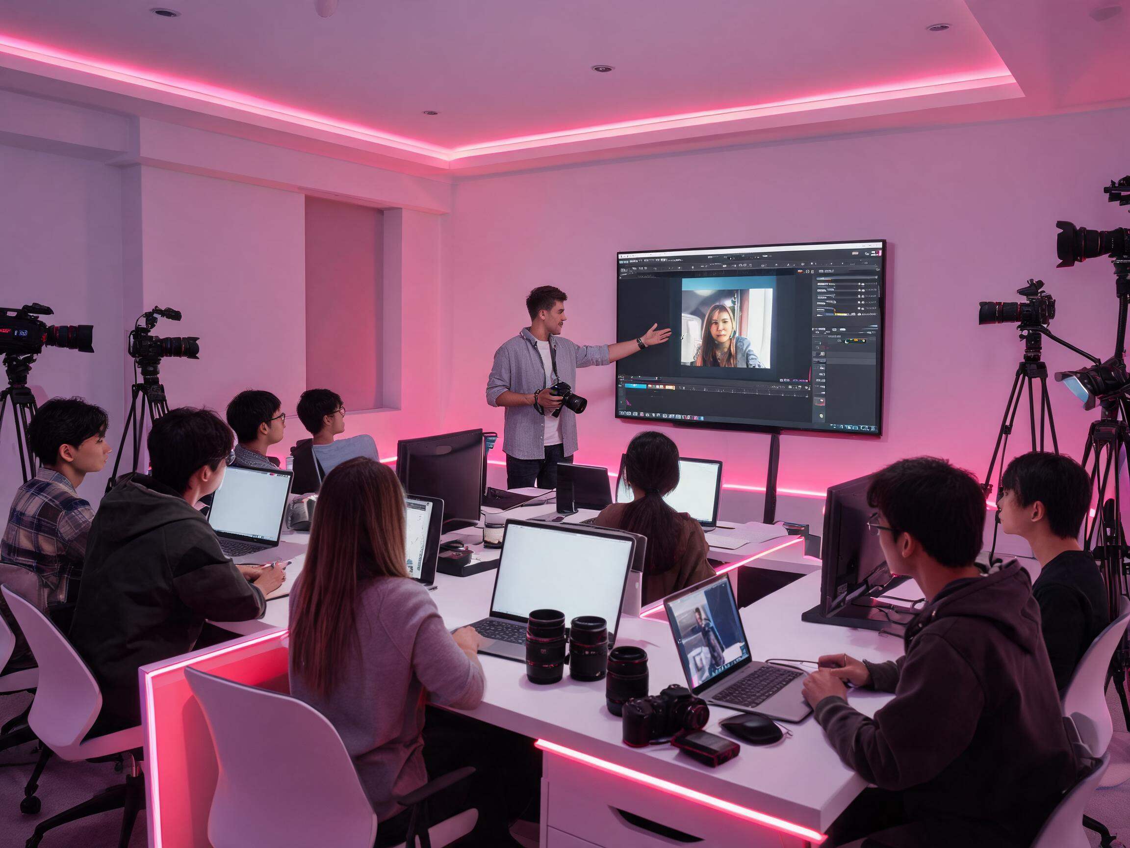 Instructor teaching a creative class in a studio