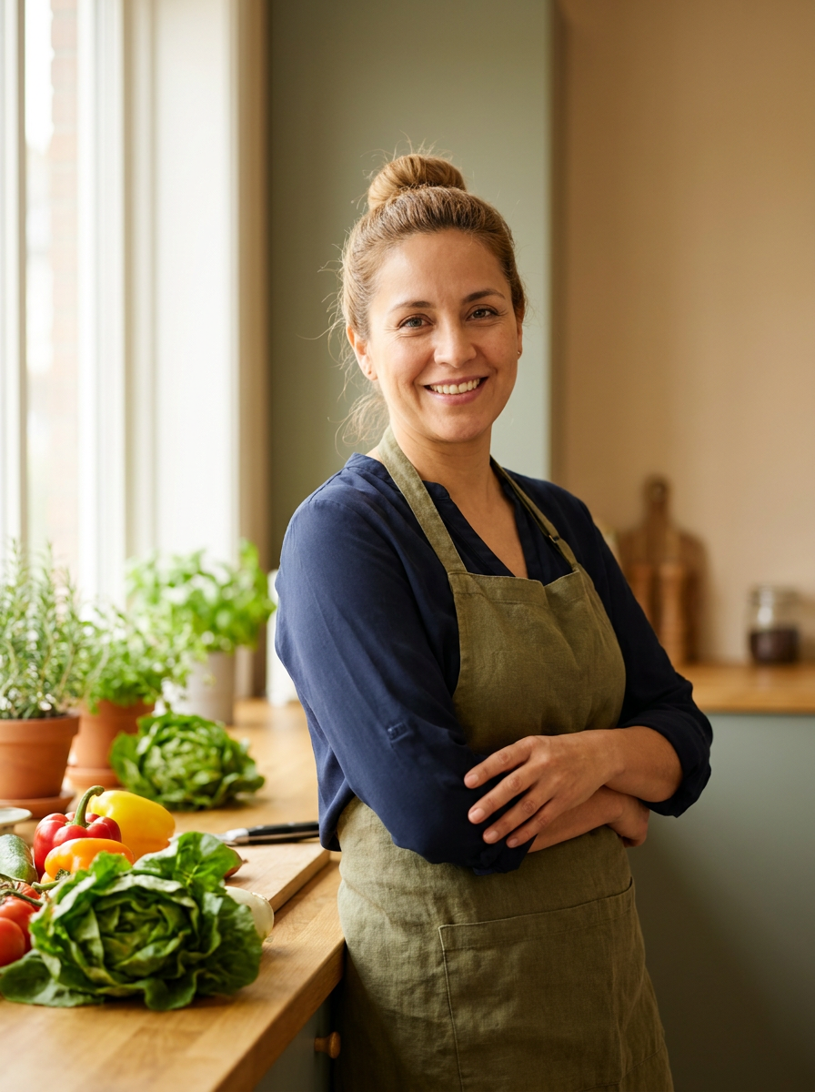 Lic. Valentina Ríos, nutricionista, en su cocina