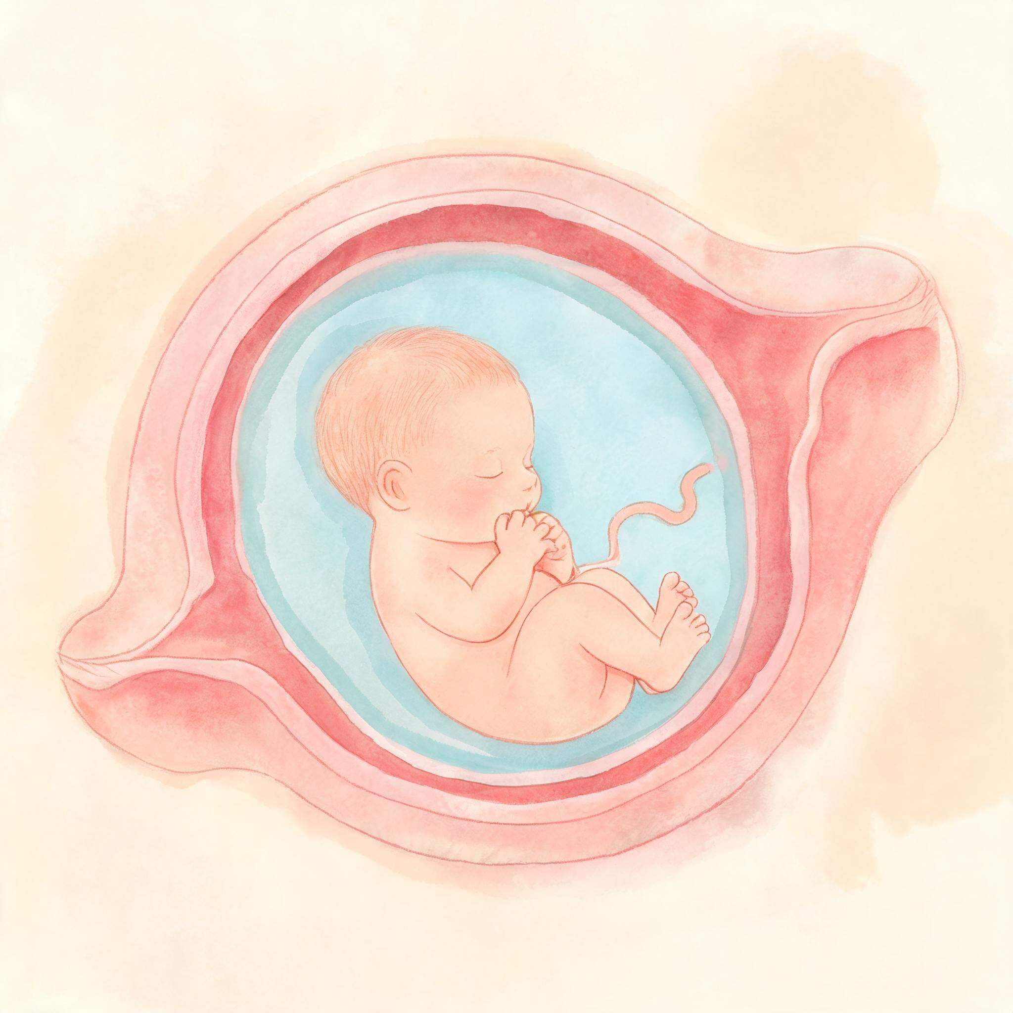 Ilustração do bebê dentro do útero na 20ª semana de gestação