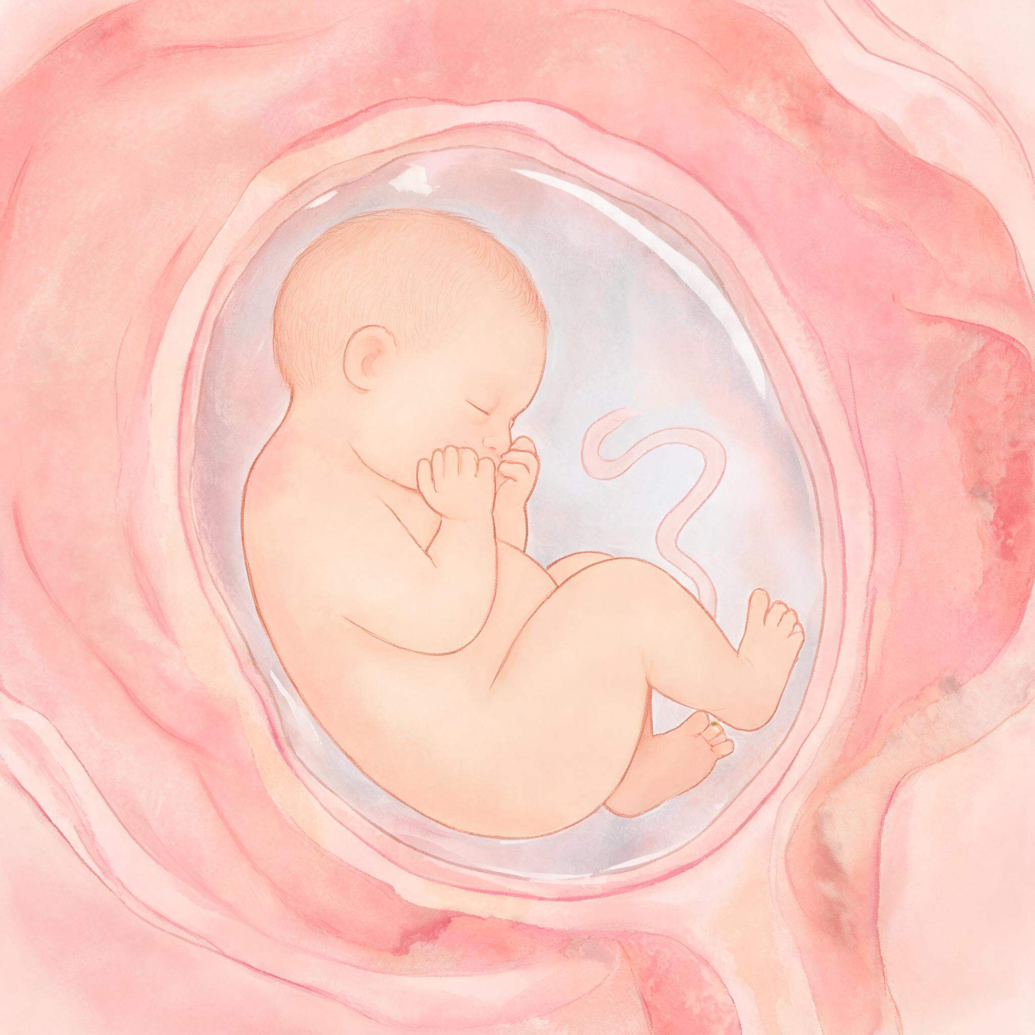 Ilustração do bebê dentro do útero na 24ª semana de gestação