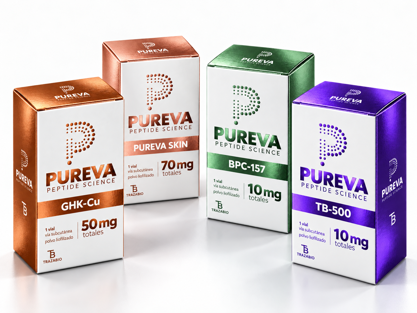 Composición original PUREVA para Piel y apariencia: GHK-Cu, PUREVA Skin, BPC-157 y TB-500
