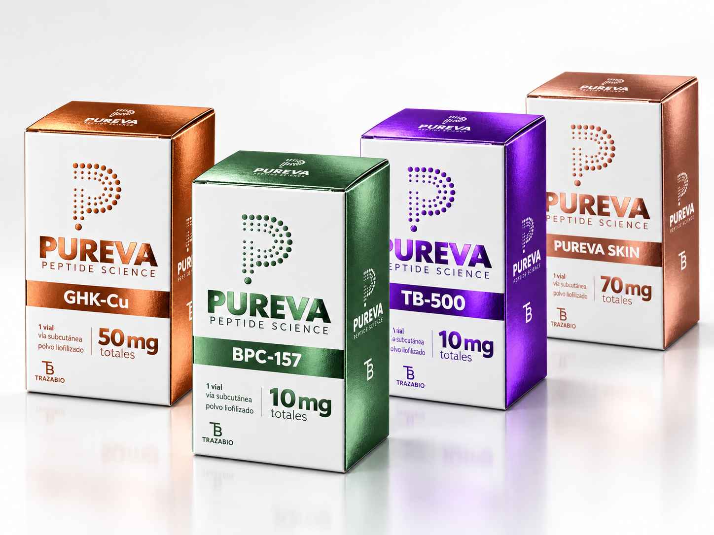 Composición original PUREVA para Recuperación y movilidad: GHK-Cu, BPC-157, TB-500 y PUREVA Skin