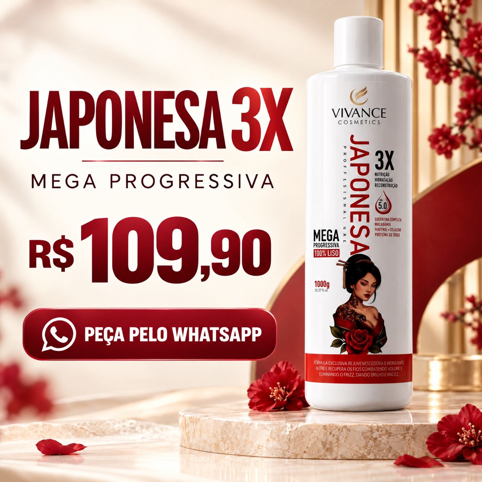 Rótulo oficial da Japonesa 3X Mega Progressiva profissional 1000g com o selo 3X